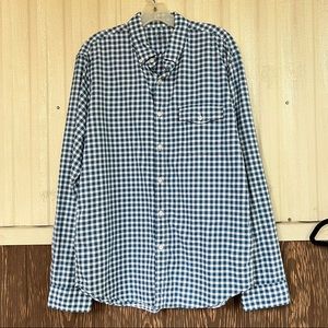 J.Crew oxford cloth lighweight check print men’s button front shirt size L slim